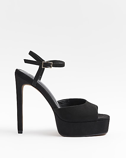Black skinny heel platform shoes