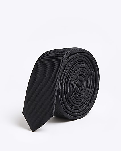 Black skinny twill tie