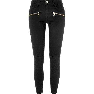 black skinny zipper jeans