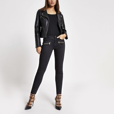 skinny black biker jeans