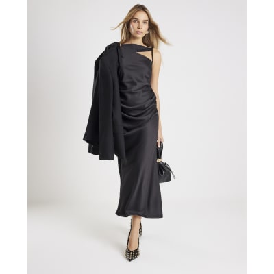 Black Slash Neck Maxi Dress