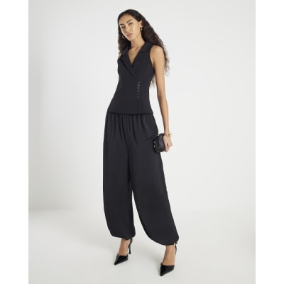 Black Sleeveless Asymmetric Waistcoat