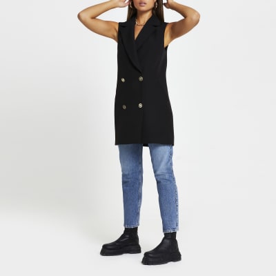 Black sleeveless blazer River Island