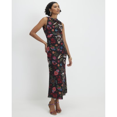 knee length dresses for ladies River island jersey black maxi dress size small brand new  Demelza Online  Store