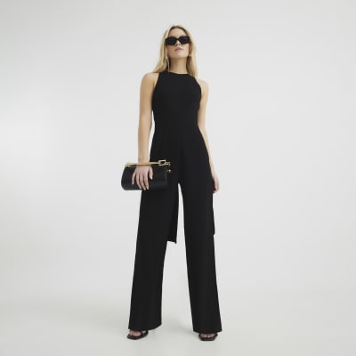 Black Sleeveless Bow Back Jumpsuit