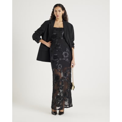 Black Sleeveless Cornelli Maxi Dress