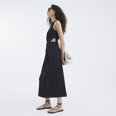 Black Sleeveless Cut Out Midi Dress