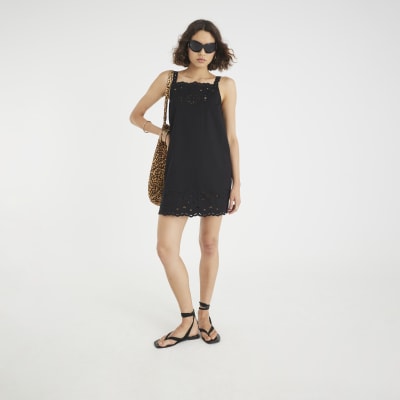 Black Sleeveless Cut Out Mini Shift Dress