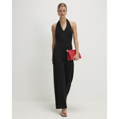 Black Sleeveless Halter Neck Jumpsuit