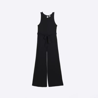 Black sleeveless jumpsuit River Island