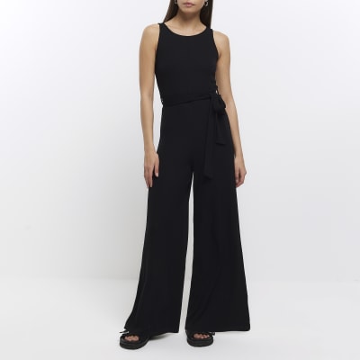 Black sleeveless jumpsuit River Island