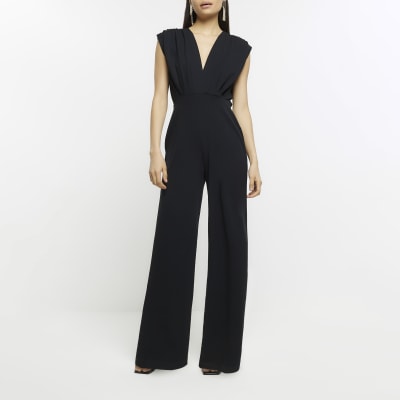 Black sleeveless Jumpsuit | River Island