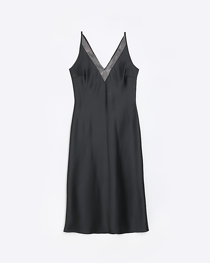 Black sleeveless slip dress