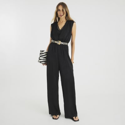 Black Sleeveless Wide Leg Jumpsuit