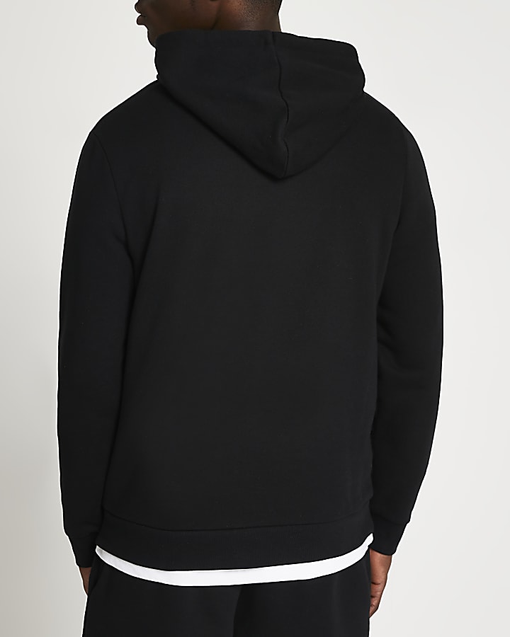Black slim fit basic hoodie
