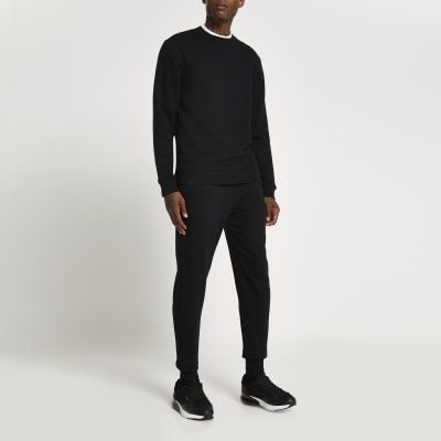 Black slim fit basic sweatshirt