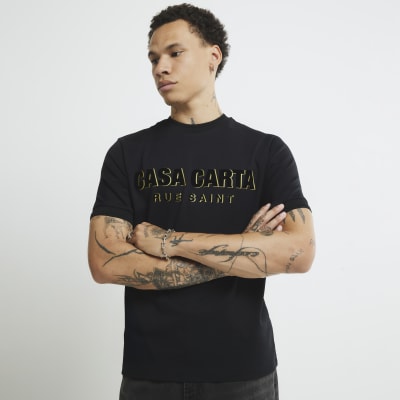 Black Slim Fit Casa Carta T-Shirt