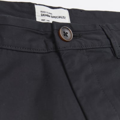 Black slim fit casual chino trousers | River Island