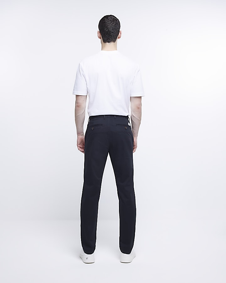Black slim fit casual chino trousers