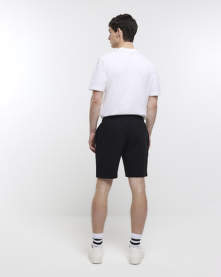Black slim fit casual shorts
