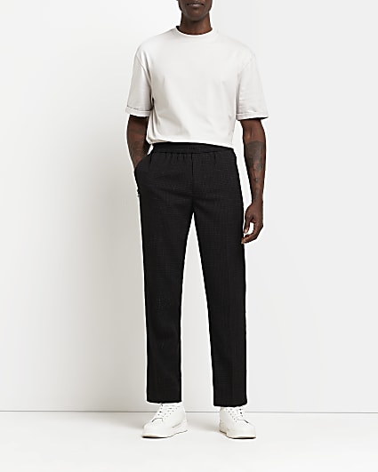 Black Slim fit Check jogger trousers