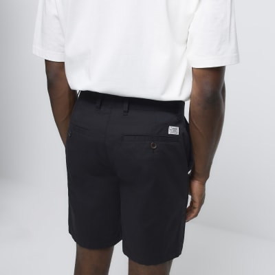 Black slim fit chino shorts River Island
