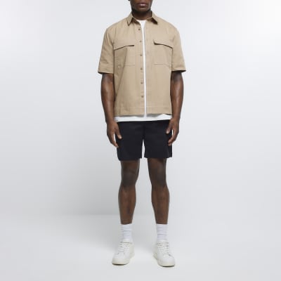 Black slim fit chino shorts