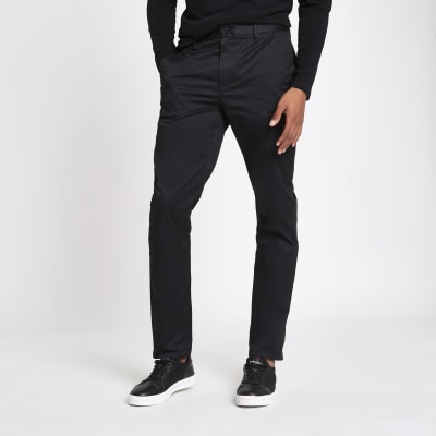 Black slim fit chino trousers