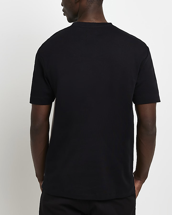 Black Slim fit Colour block t-shirt