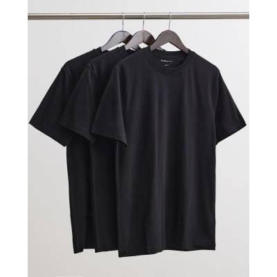 Black Slim Fit Cotton T-Shirt 3 Pack