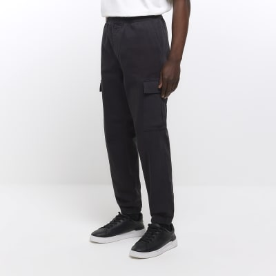 Mens slim fit black clearance cargo trousers