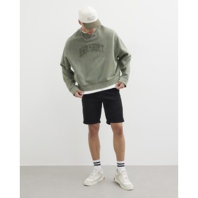 Black Slim Fit Denim Shorts
