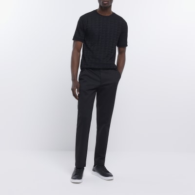 Black slim fit diamond stitch t-shirt