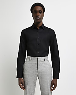 Black slim fit easy iron shirt