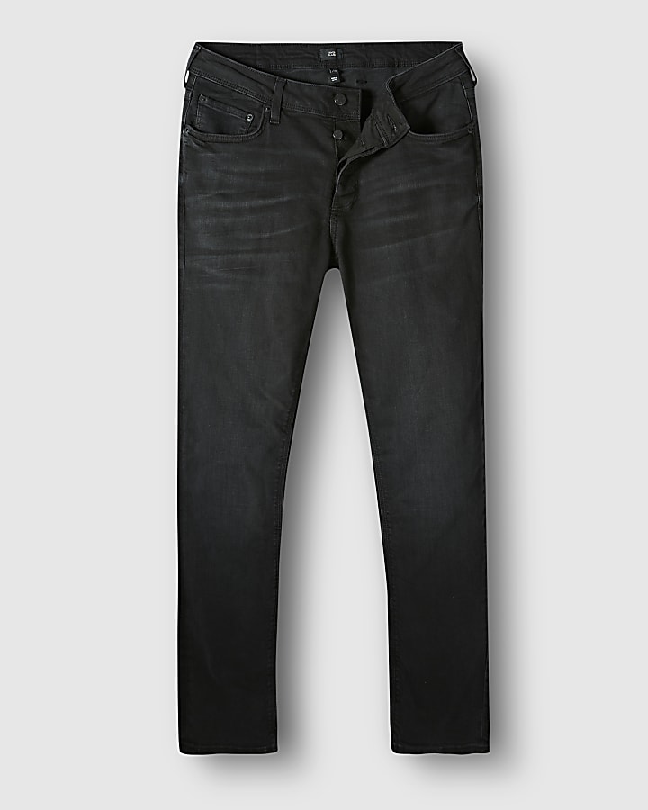 Black slim fit faded jeans