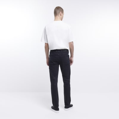 Black slim fit faded jeans River Island