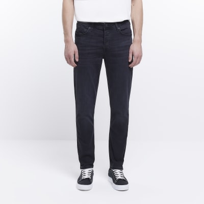 Black slim fit faded jeans