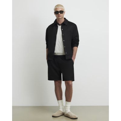 Black Slim Fit Faux Suedette Overshirt
