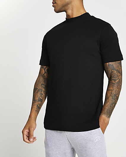 Black Slim fit high neck t-shirt