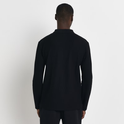 Black Slim fit Honeycomb Polo shirt