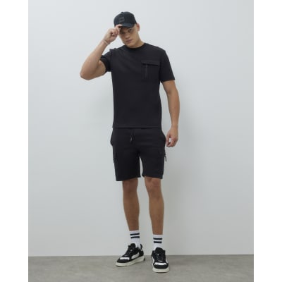 Black Slim Fit Hybrid Shorts