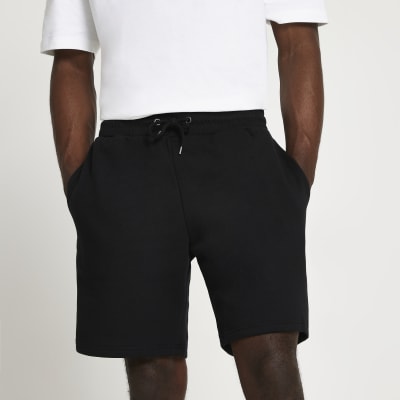 Black slim fit jersey shorts River Island