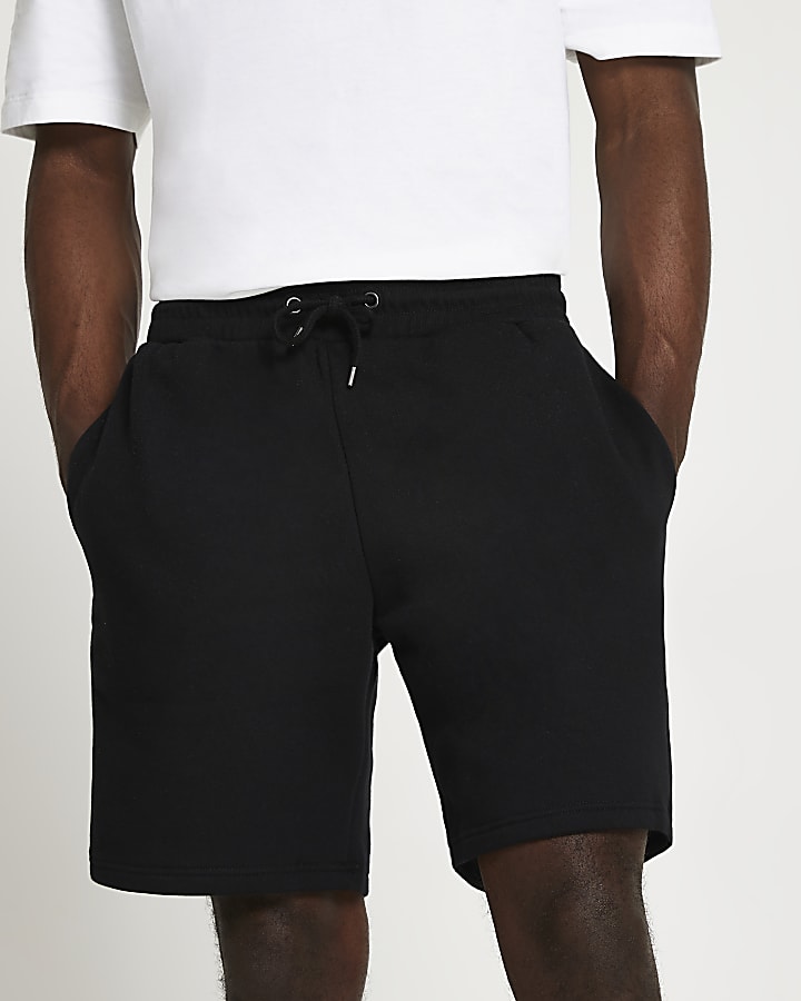 Black slim fit jersey shorts
