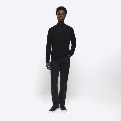 Black Half Zip Knitted Bodysuit, Knitwear