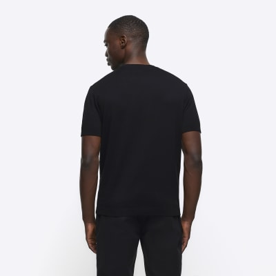 Black slim fit knitted t-shirt | River Island
