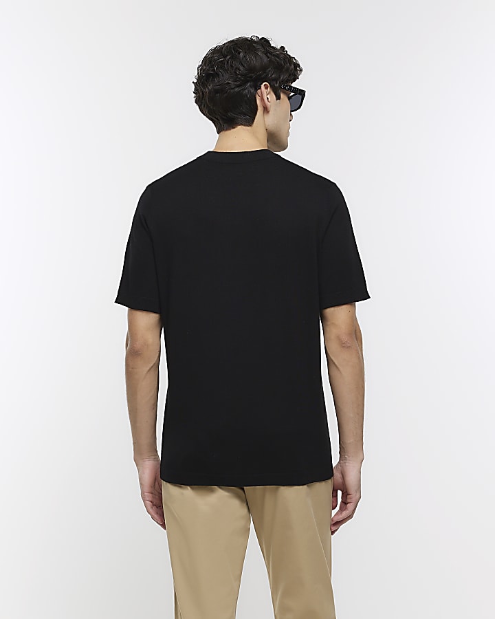 Black slim fit knitted t-shirt