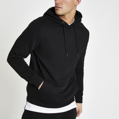 Download Black slim fit long sleeve hoodie | River Island