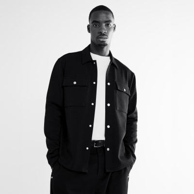 Black Slim Fit Long Sleeve Overshirt