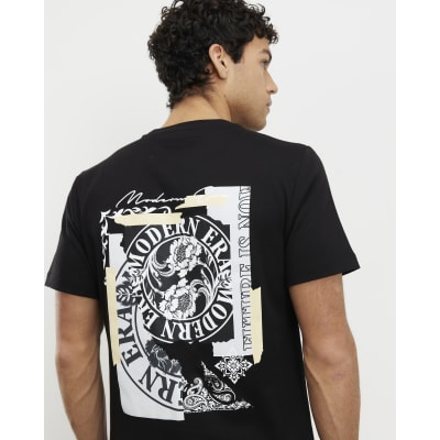Black Slim Fit Modern Era Graphic T-shirt