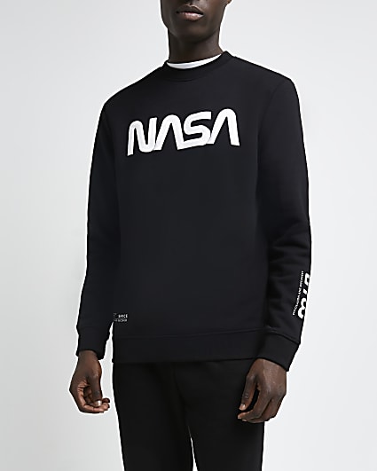 Black slim fit Nasa graphic sweatshirt